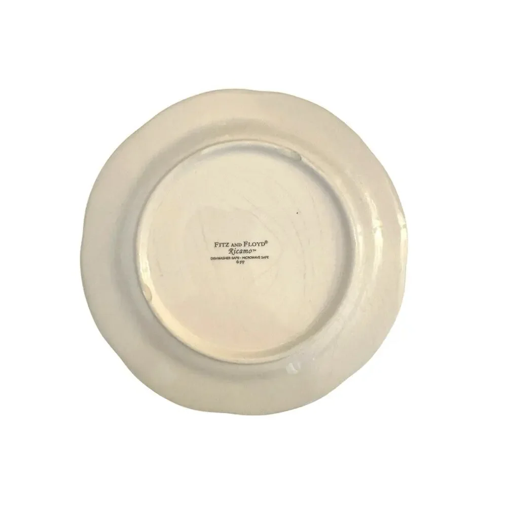 Set Of 2 Fitz & Floyd Ricamo Rooster Motif Salad Plates 8” Hand Painted